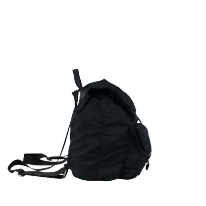PRADA Tessuto Triangle Logo Double Pocket Backpack Black Vintage scciib