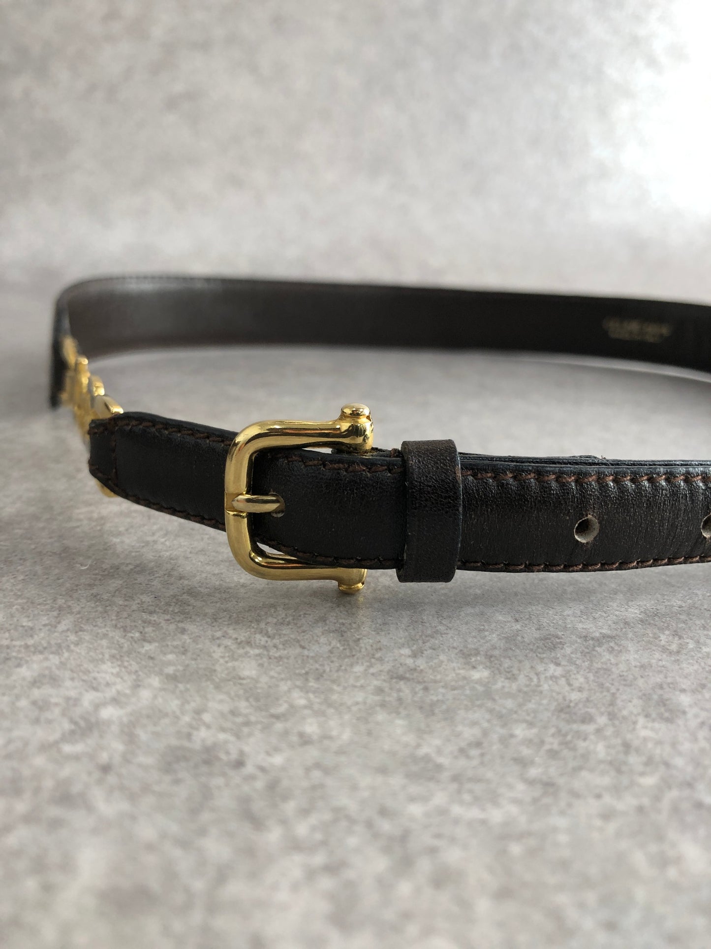 CELINE Horse Carriage Belt Black Vintage ykpypt