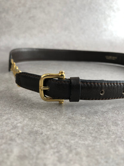 CELINE Horse Carriage Belt Black Vintage ykpypt
