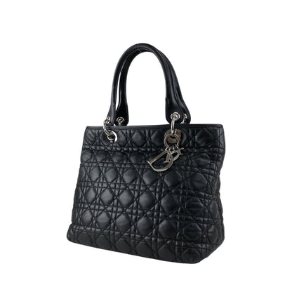 Christian Dior Lady Dior Cannage Logo Charm Handbag Black Vintage ymgxfh