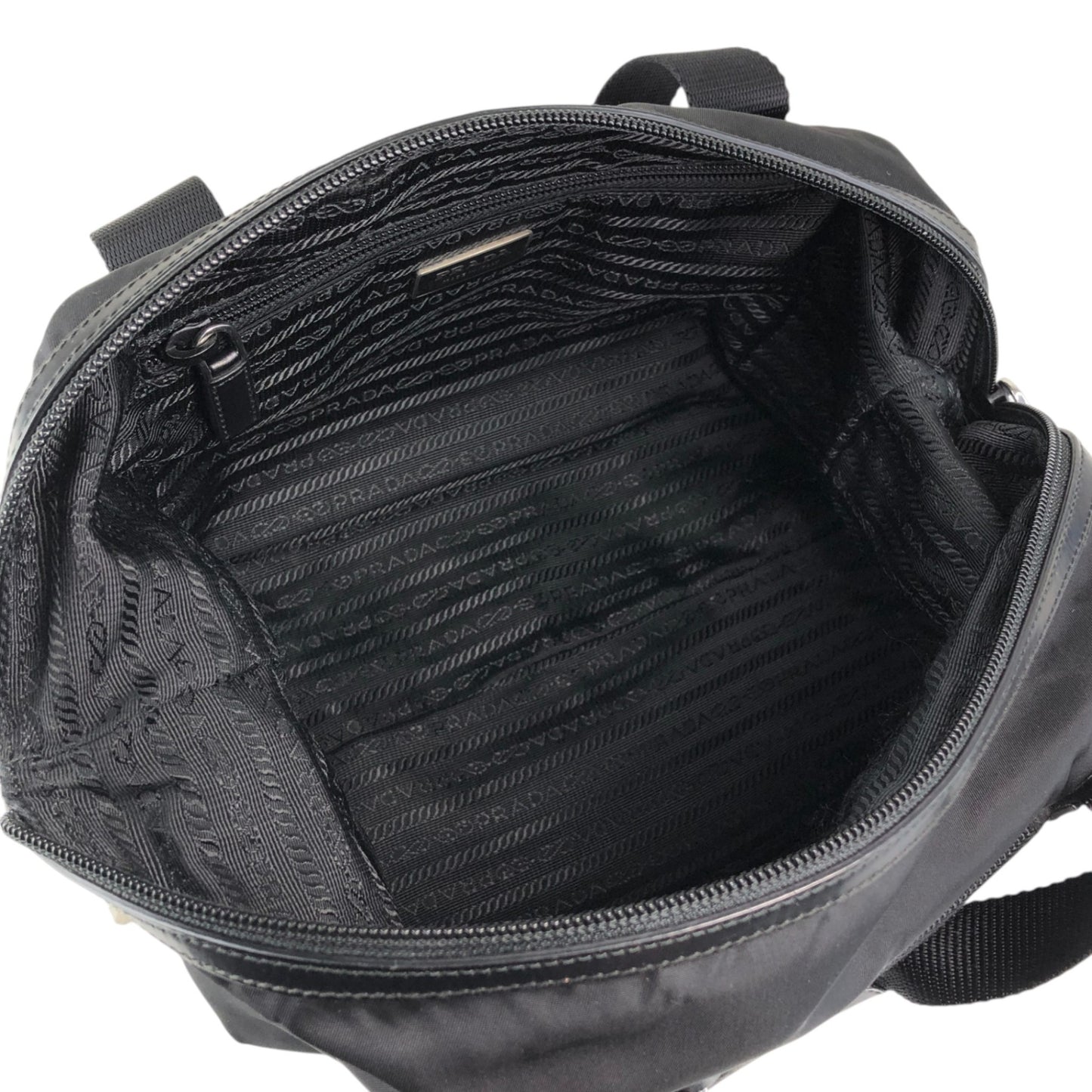 PRADA Tessuto Triangle Logo Small Boston bag Handbag Black BR3697 Vintage ftdzu4