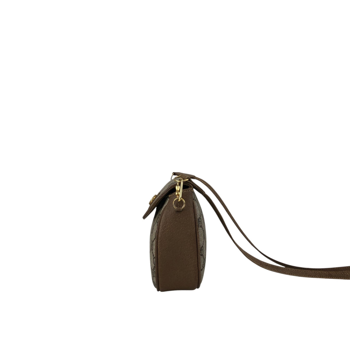 GUCCI Logo Round Shoulder bag Beige Vintage ku752d