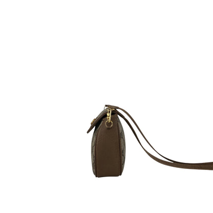 GUCCI Logo Round Shoulder bag Beige Vintage ku752d