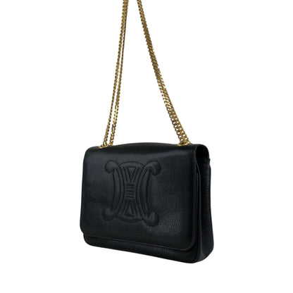 CELINE Triomphe Chain Shoulder bag Black Vintage t8zcx2
