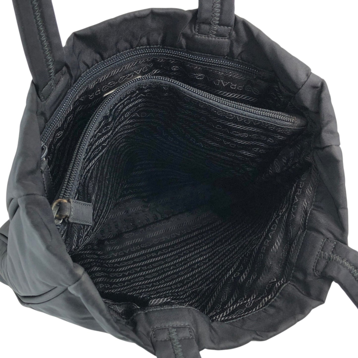 PRADA Tessuto Triangle Logo Handbag Totebag Black Vintage jsx3zw