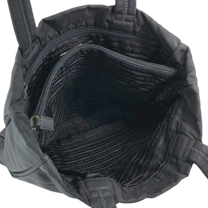 PRADA Tessuto Triangle Logo Handbag Totebag Black Vintage jsx3zw