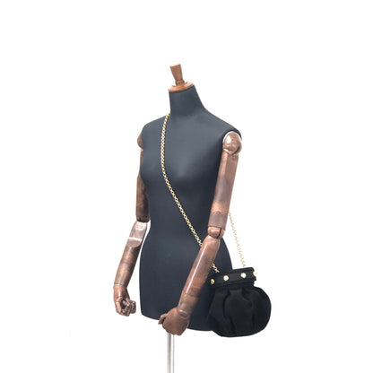 Salvatore Ferragamo Heels Motif  Suede Leather Small Shoulder bag Black Vintage n3mepg