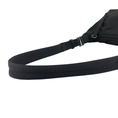 PRADA Tessuto Triangle Logo Shoulder bag Hobobag Black Vintage psffyn