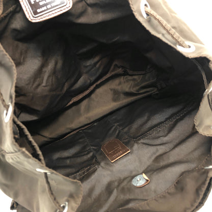 PRADA Triangle Logo Front Buckle Backpack Brown Vintage zuawdm