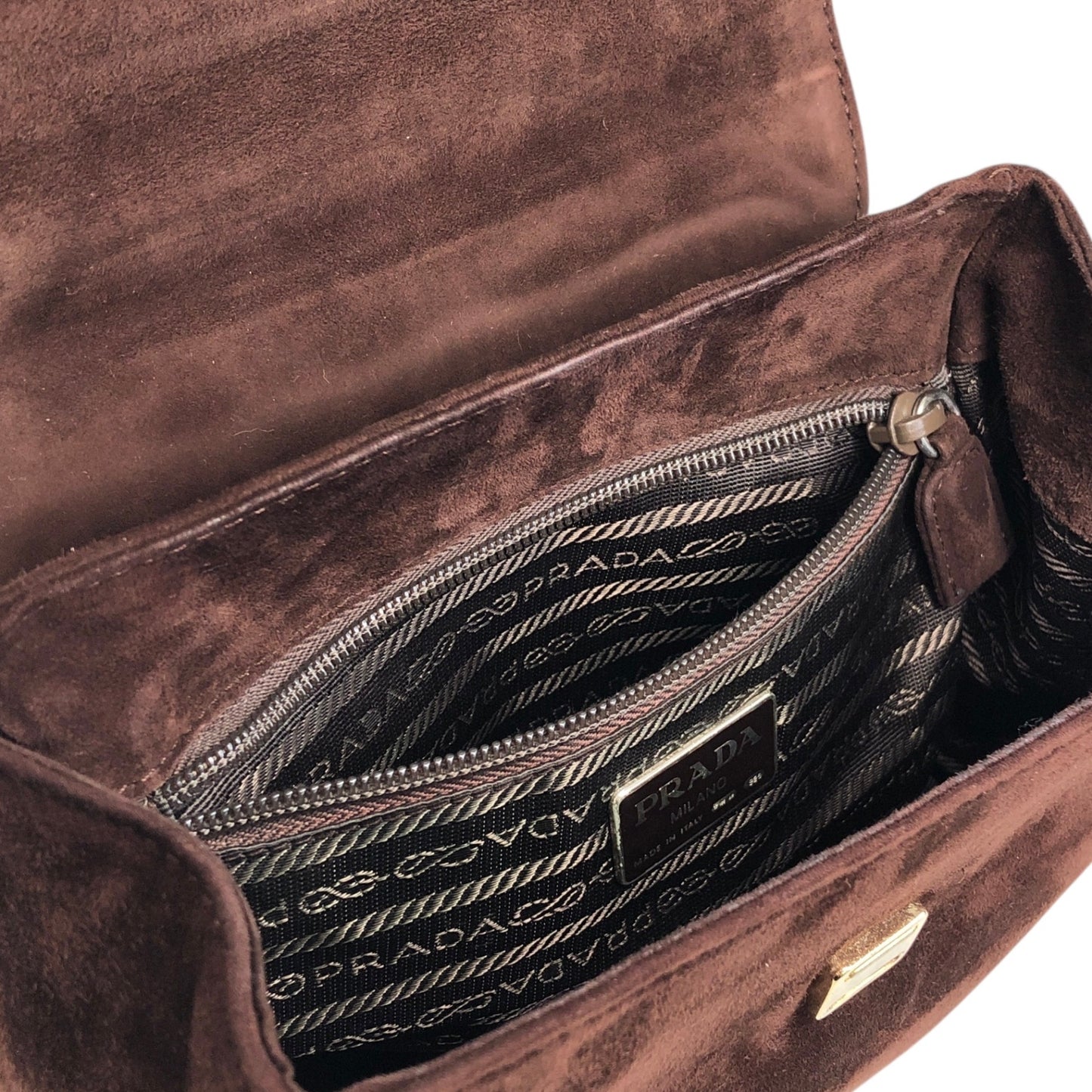 PRADA Logo Handbag Brown Vintage 8st8tj