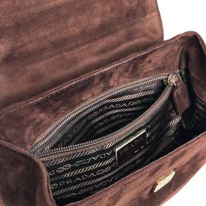 PRADA Logo Handbag Brown Vintage 8st8tj