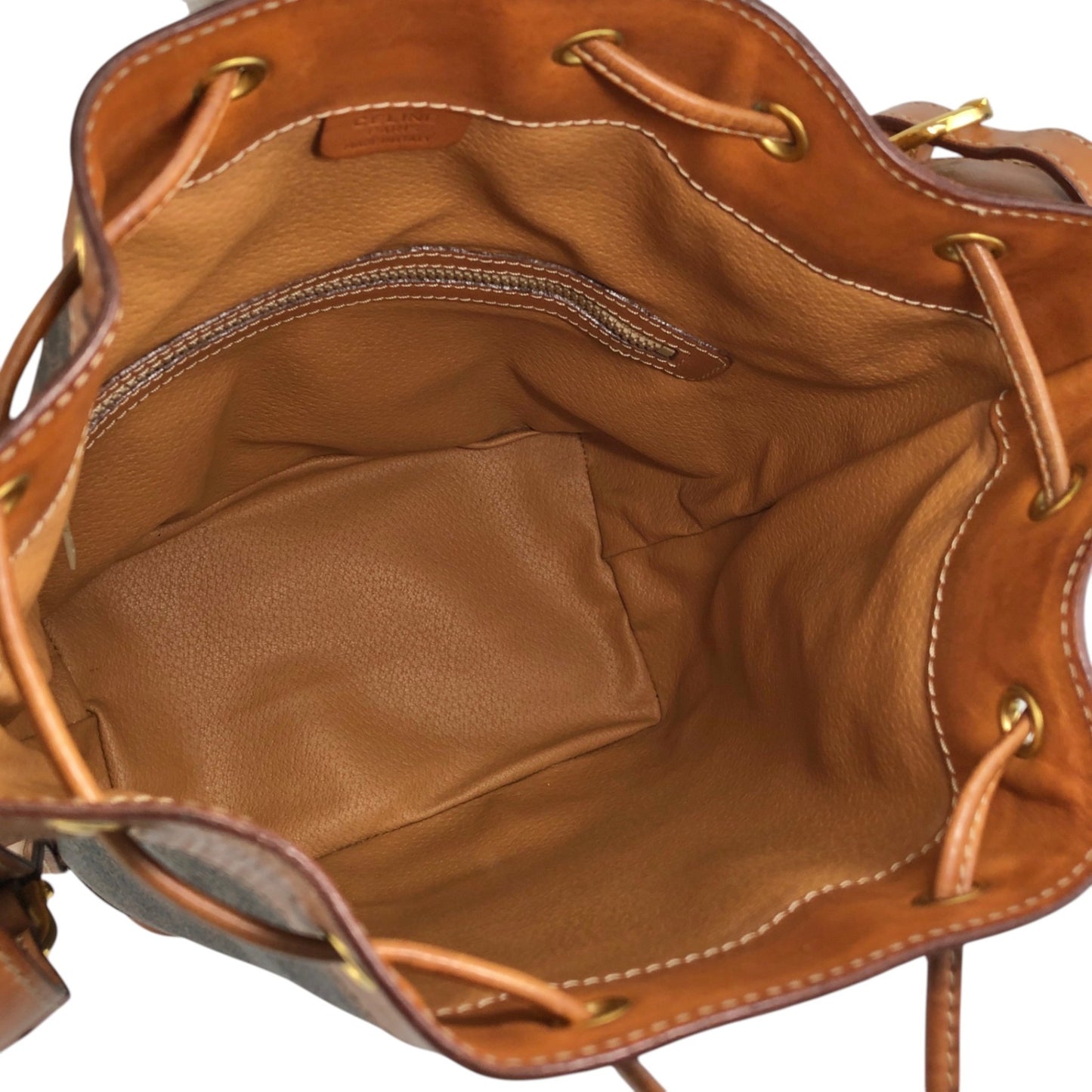 CELINE Macadam Blason Drawstring Shoulder bag Brown Vintage fmd3v6