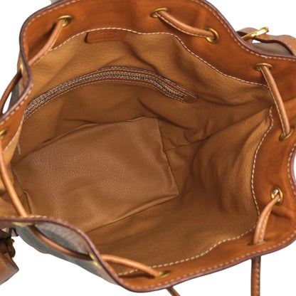 CELINE Macadam Blason Drawstring Shoulder bag Brown Vintage fmd3v6