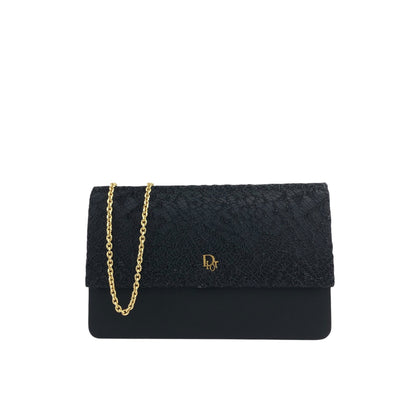 Christian Dior Logo Chain Shoulder bag Black Vintage mr3a3y