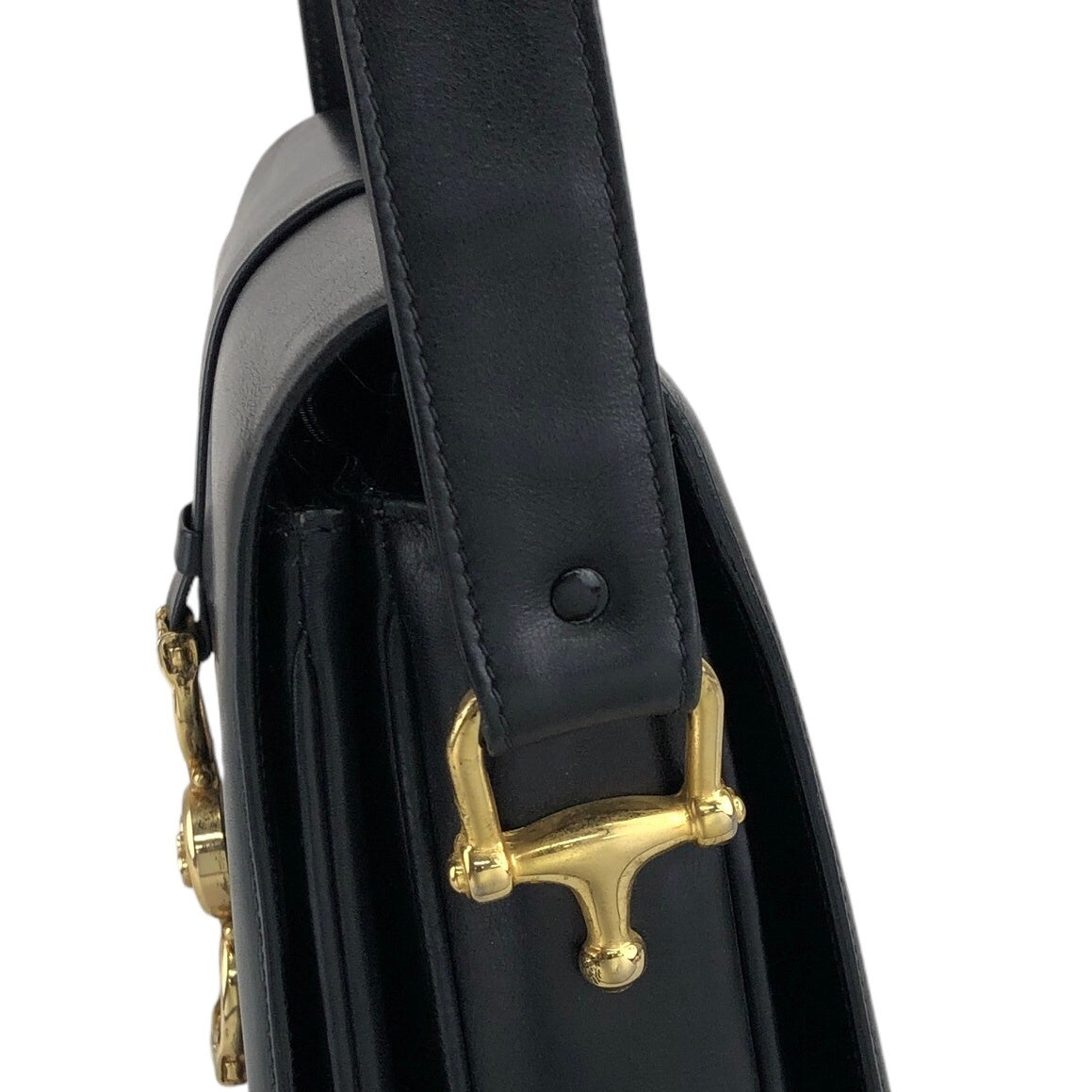 CELINE Horse Carriage Shoulder bag Black Vintage tinnie