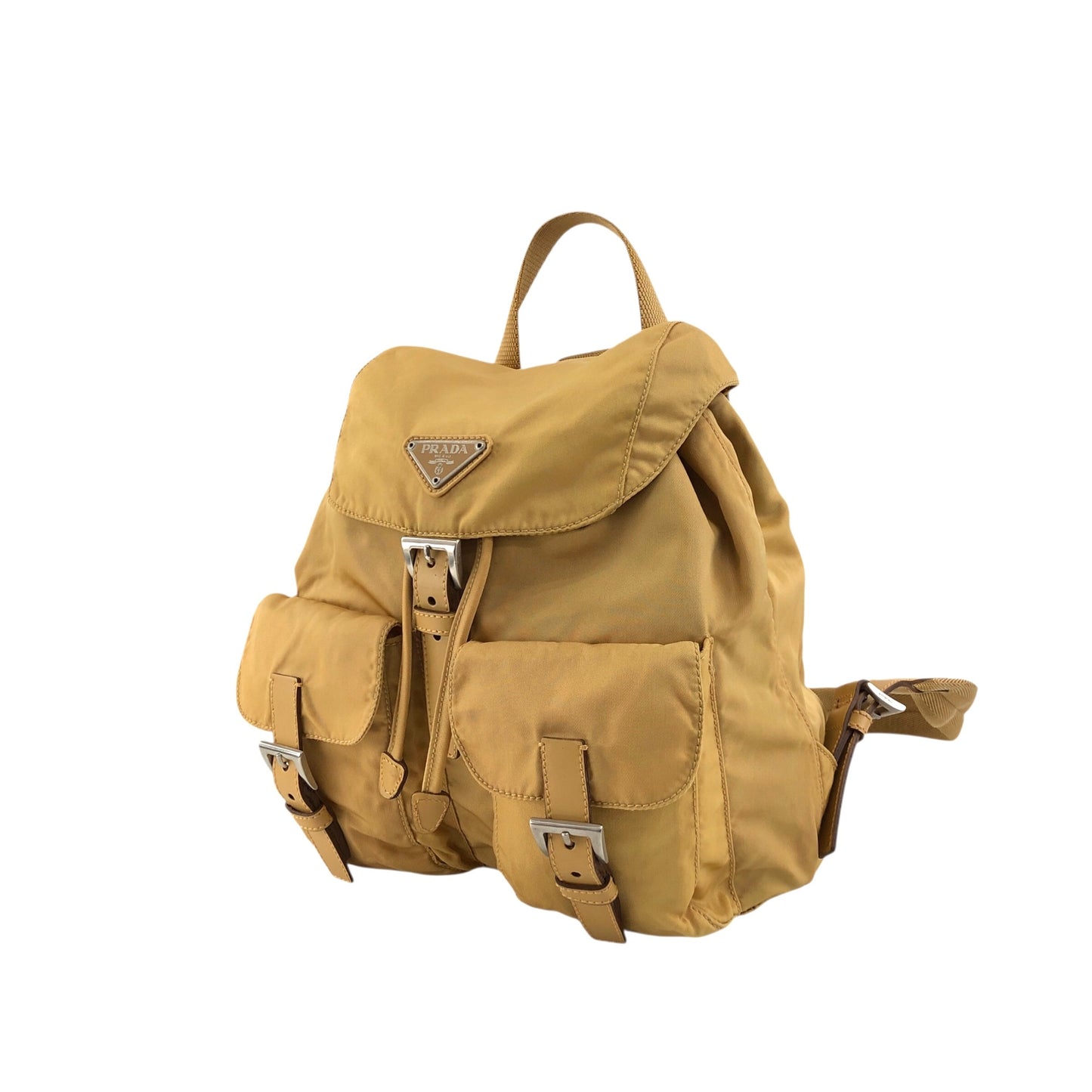 PRADA Tessuto Triangle Logo Backpack Yellow Vintage zmixxc