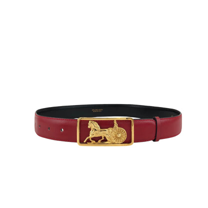 CELINE Carriage Belt Red Vintage 666k25