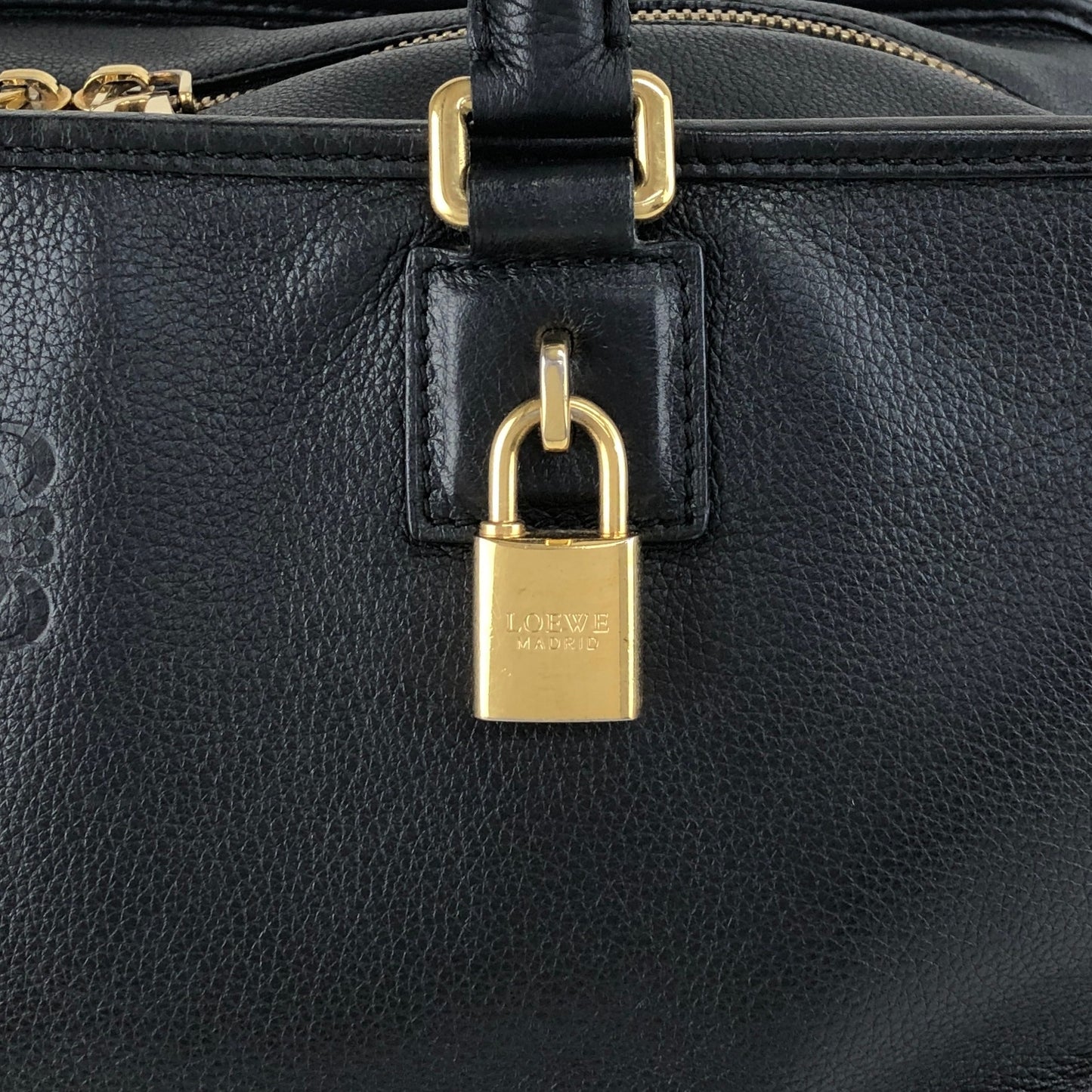 LOEWE Amazona Anagram Small Boston bag Handbag Black Vintage 8itnhz