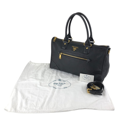 PRADA Logo Two-way Small Boston bag Shoulder bag Black Vintage h5k5fy