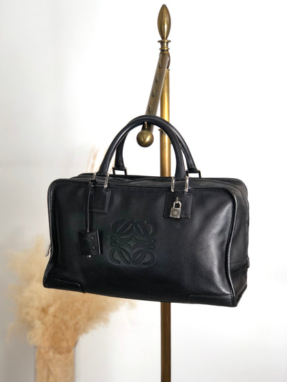 LOEWE Amazona36 Anagram Small Boston bag Handbag Black Vintage gc7zrx