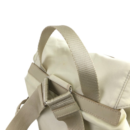 PRADA Triangle Logo Double Pocket Nylon Backpack Ivory Vintage heratz