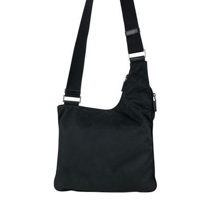 PRADA Tessuto Triangle Logo Front Buckle Shoulder bag Black Vintage h7n4ka
