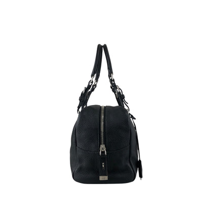 PRADA Logo Embossed Small Boston bag Handbag Black Vintage 6kdc52