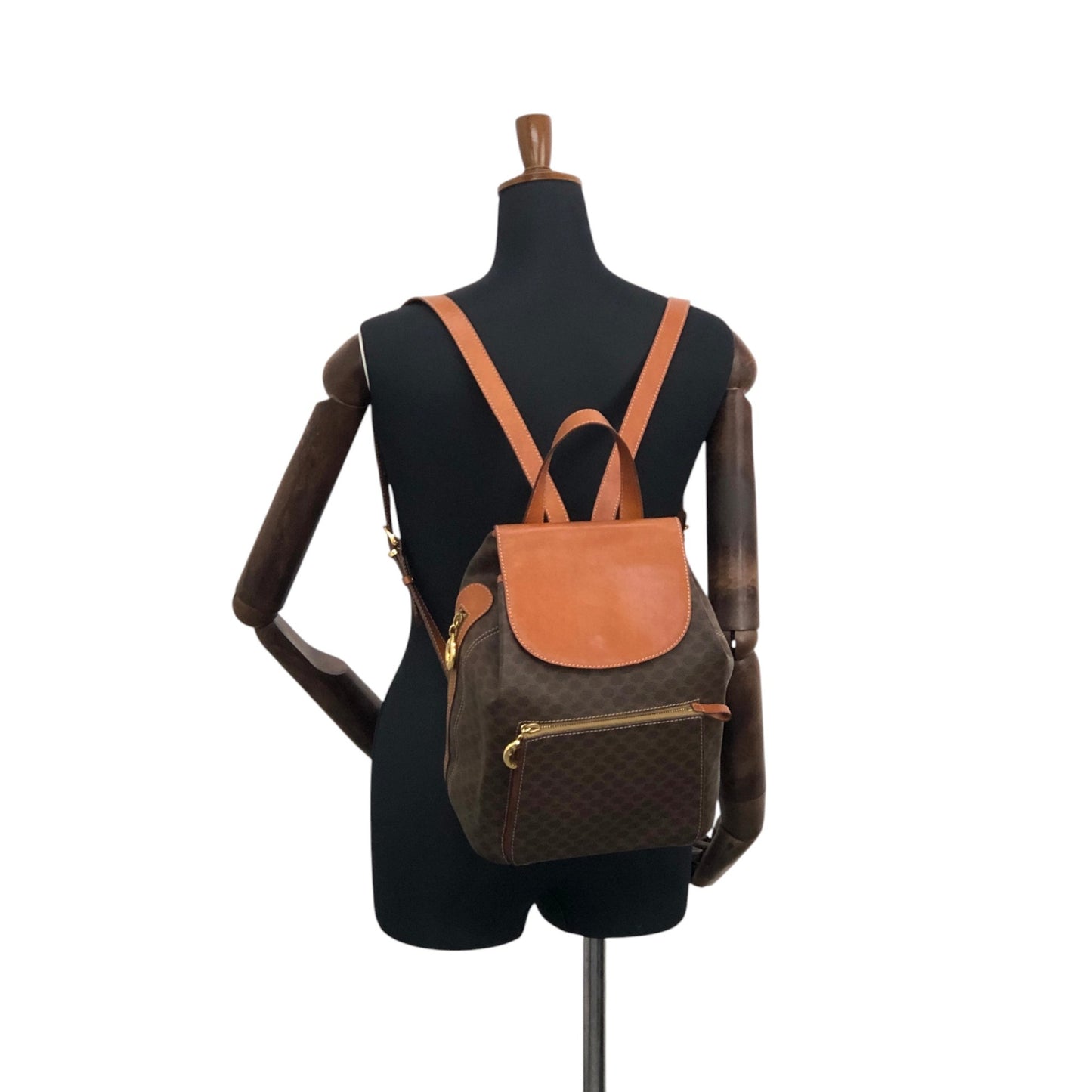 CELINE Macadam Triomphe Flap Backpack Brown Vintage mesz66
