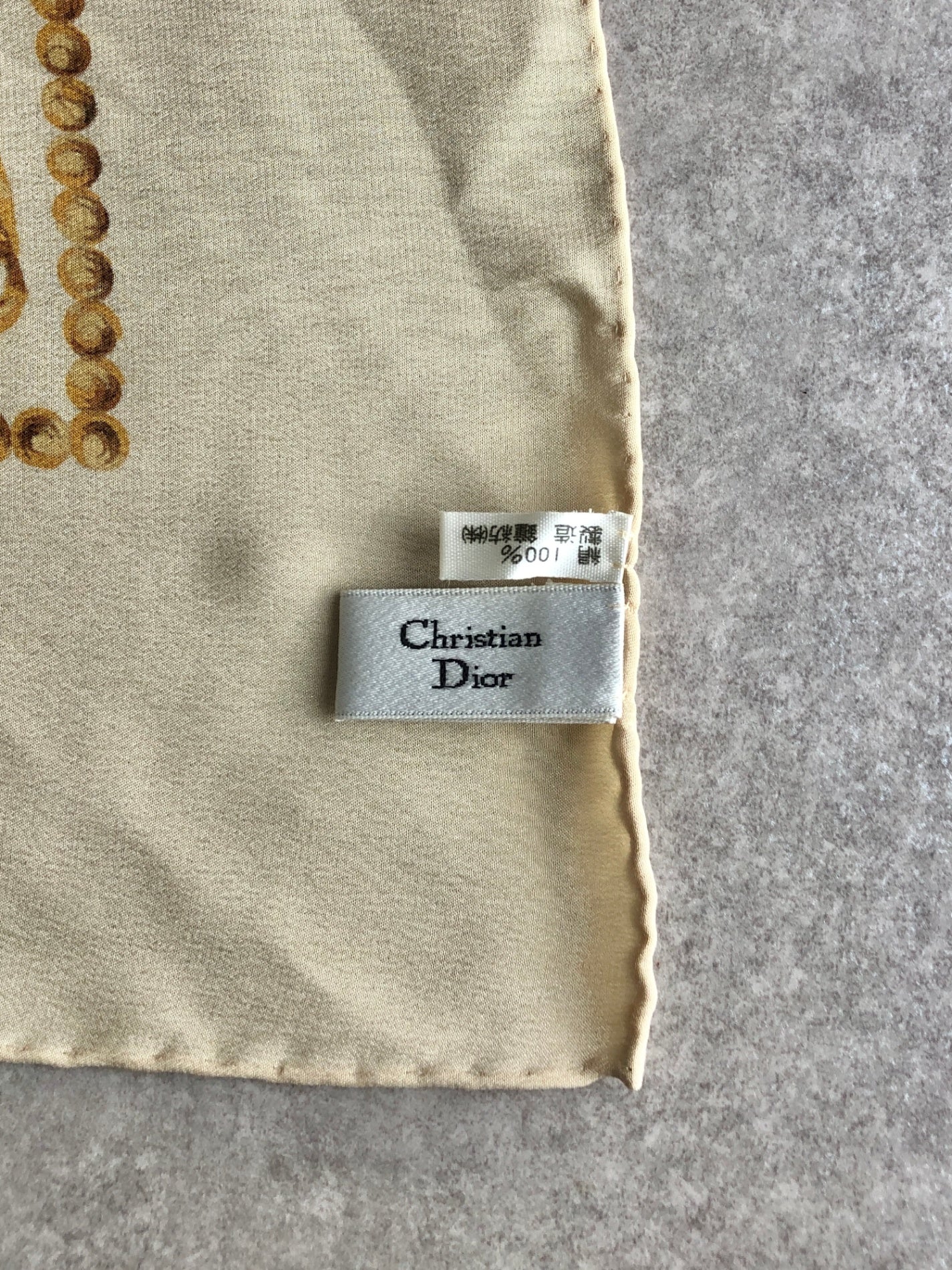 Christian Dior Silk Scarf Beige Vintage tp3pu6