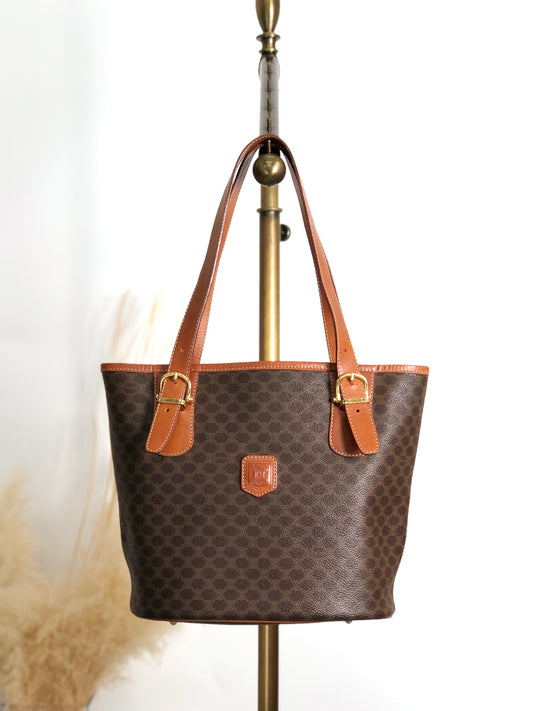 CELINE Macadam Blason Handbag Totebag Brown Vintage bz34wg