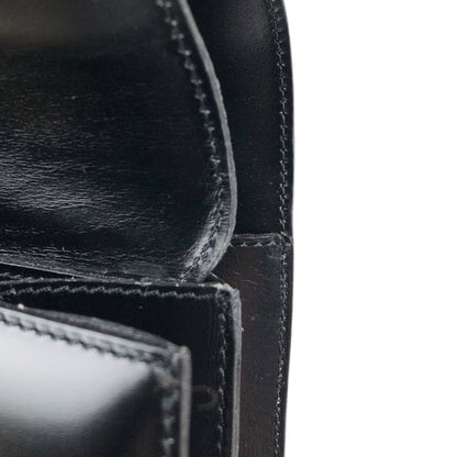 CELINE Horse Bit Double Flap Handbag Black Vintage hu6ksh