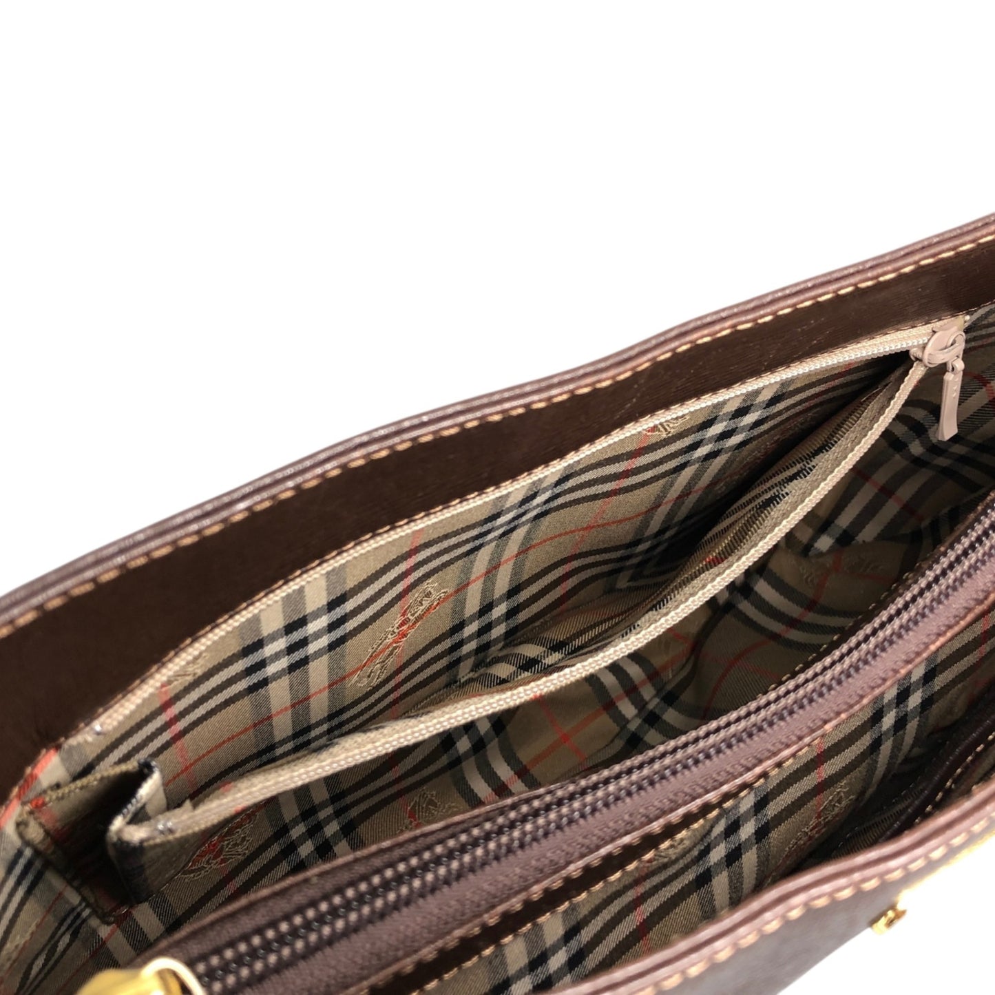 BURBERRY Logo Shoulder bag Brown Vintage 6skns5
