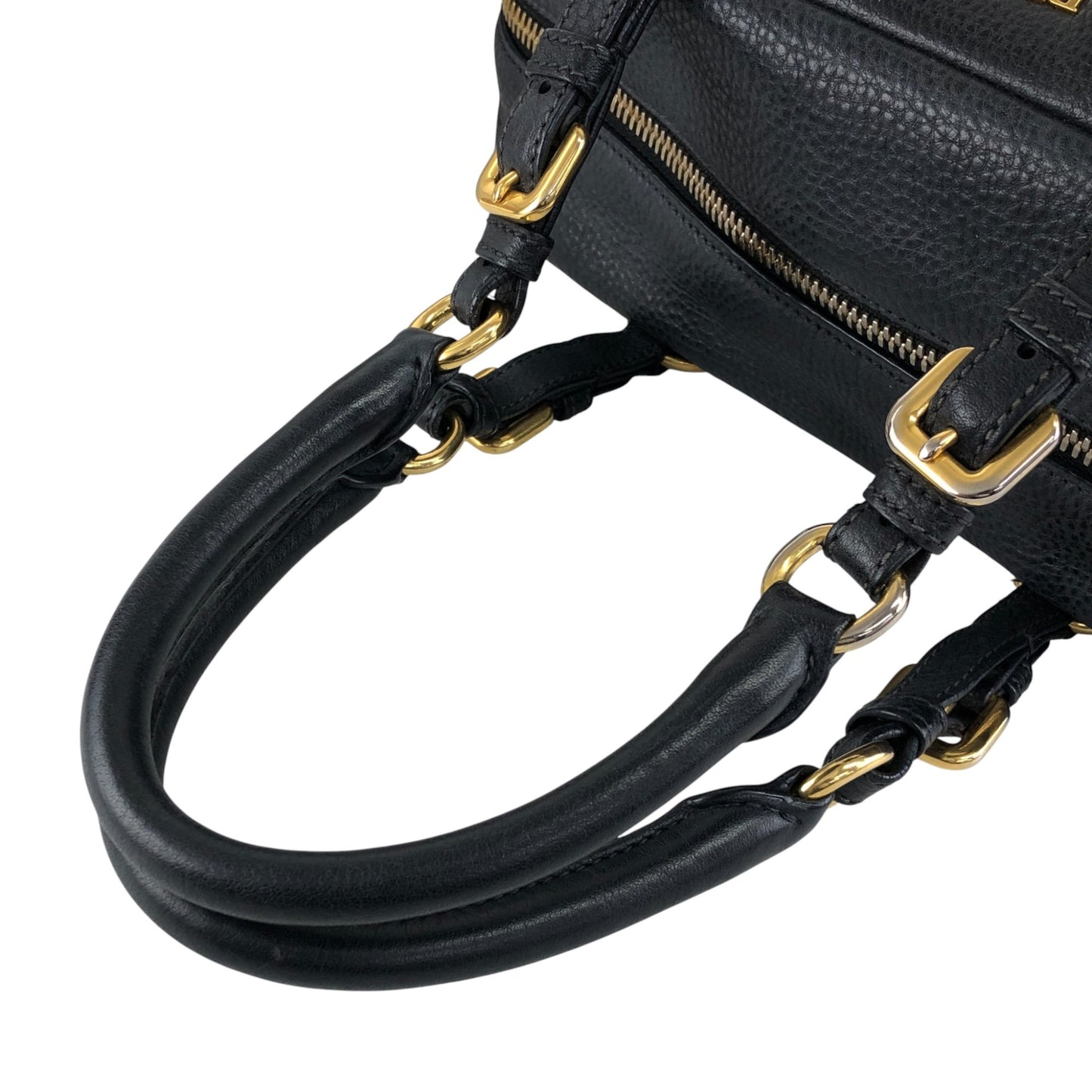 PRADA Logo Small Boston bag Handbag Black Vintage c8s4mf