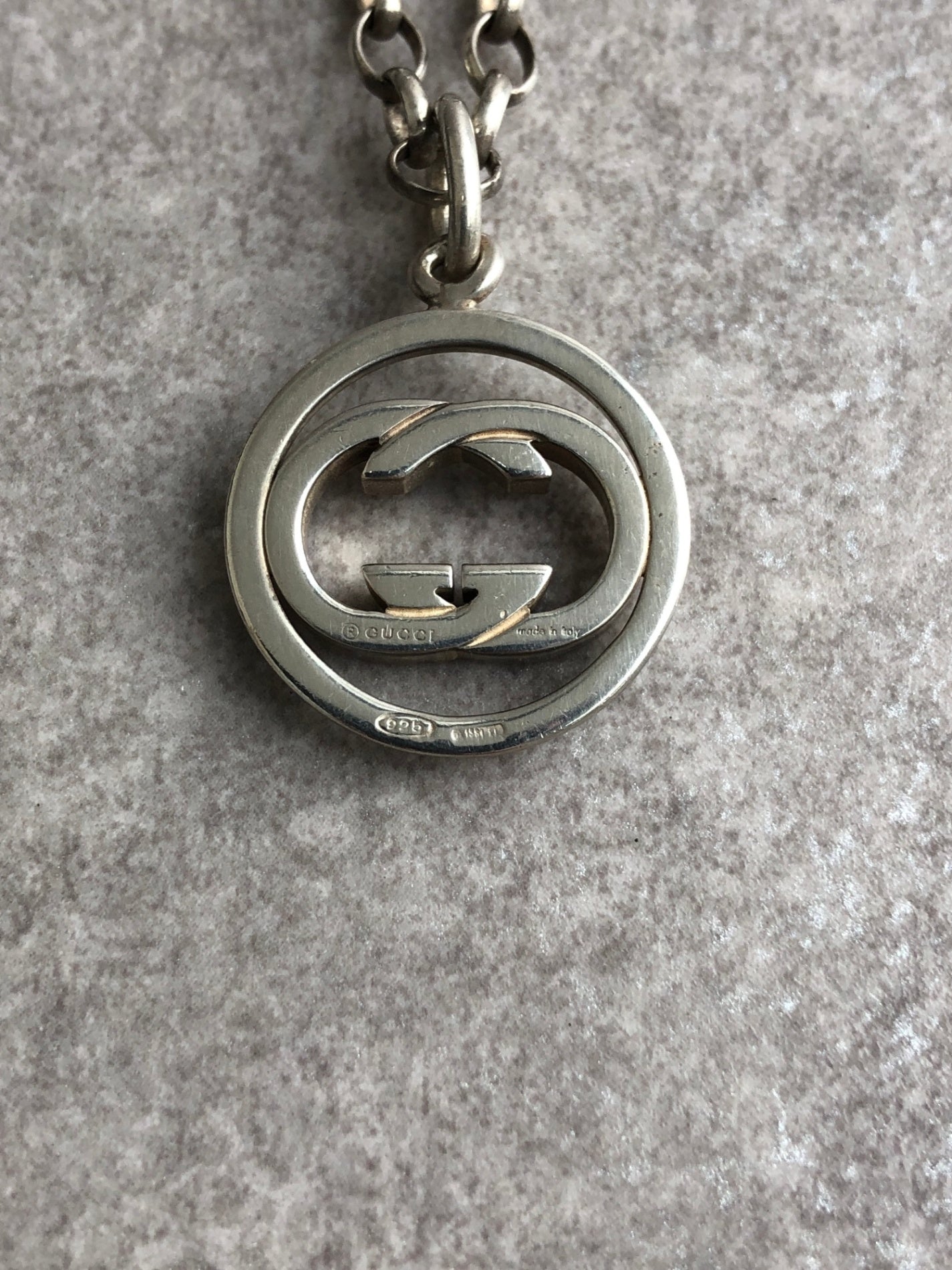 GUCCI Interlocking Necklace Silver Vintage ic36jp