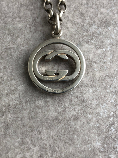 GUCCI Interlocking Necklace Silver Vintage ic36jp