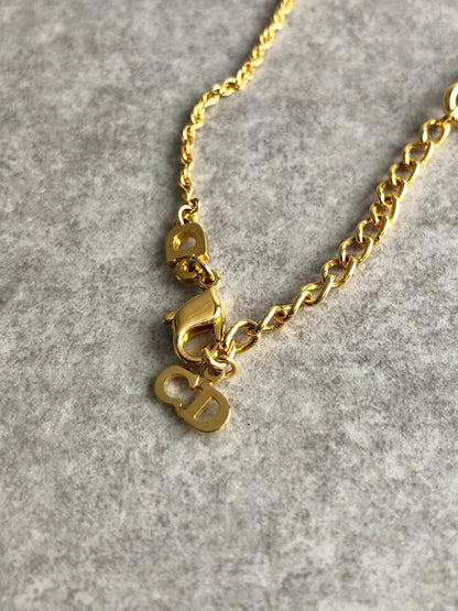 Christian Dior Logo Motif Necklace Gold Vintage 8injsr