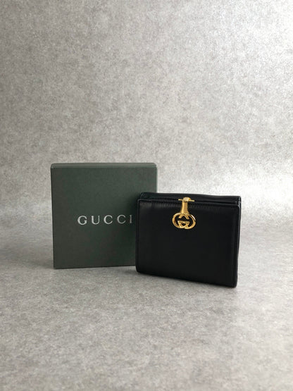 GUCCI GG logo Folded Wallet Black Vintage iy8zet