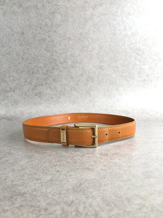 CHANEL Logo Belt Brown Vintage ryybkc