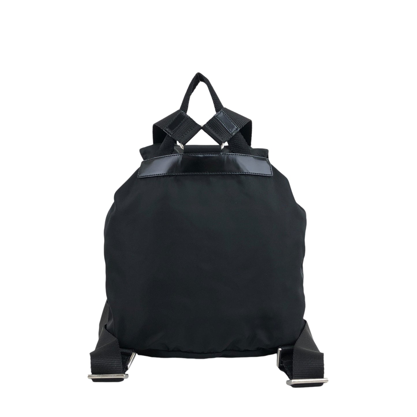 PRADA Triangle Logo Double Pocket  Backpack Black Vintage jpaw6y