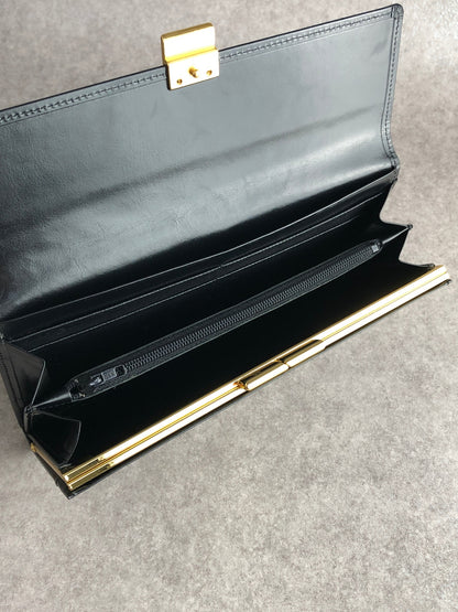 GIVENCHY Logo Long Wallet Black Vintage a34me5