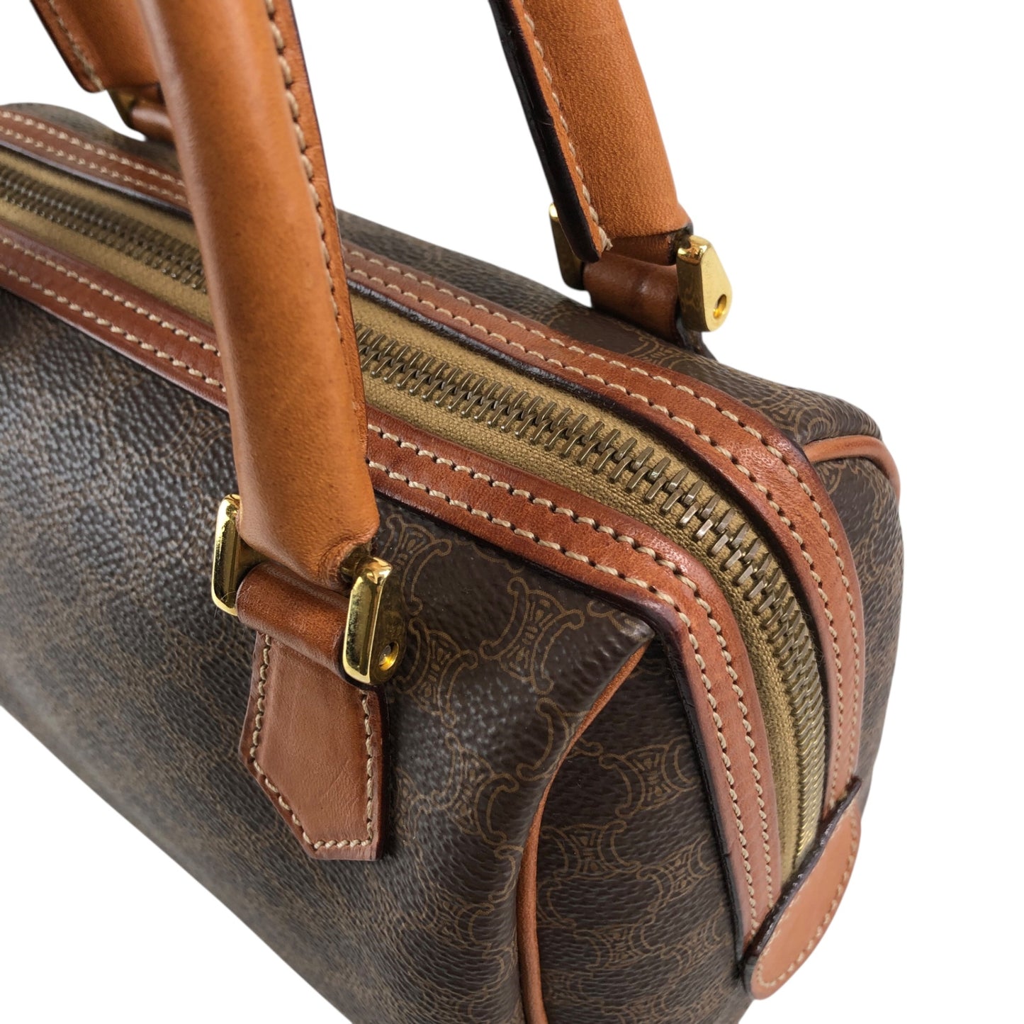 CELINE Macadam Two-way Small Handbag Shoulder bag Brown Vintage 6ryc2n