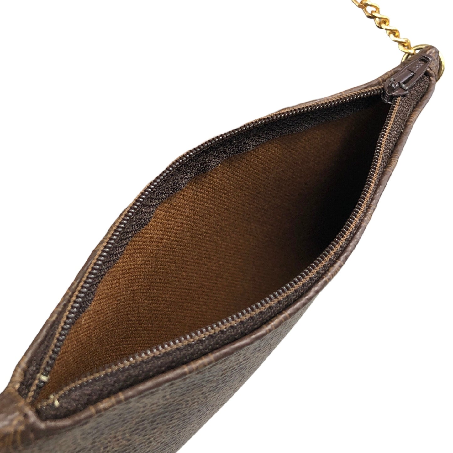 CELINE Macadam Blason Drawstring Shoulder bag Brown Vintage 7kmwfd