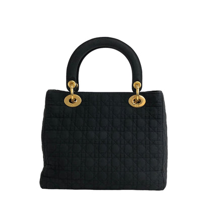 Christian Dior  Lady Dior Cannage CD Logo Charm Nylon Two-way Handbag Shoulder bag Black Vintage vwagxx