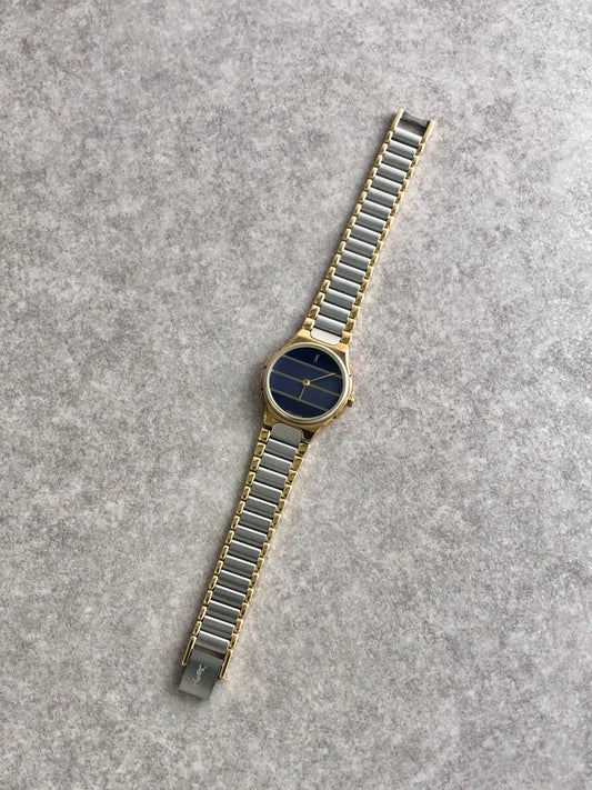 Yves Saint Laurent YSL Logo Quartz Watch Silver 190752 Vintage 7t3eus