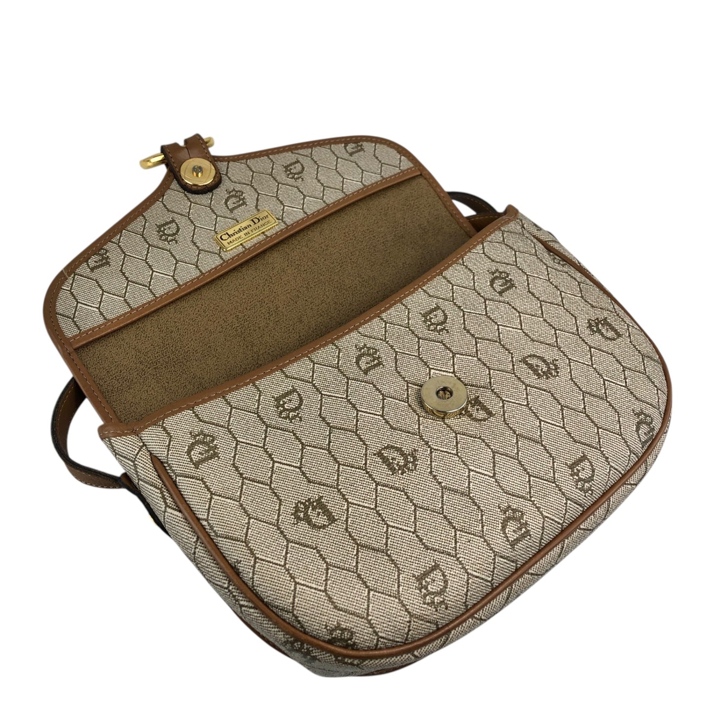 Christian Dior Honeycomb Pattern Shoulder bag Beige Vintage wvwdbt
