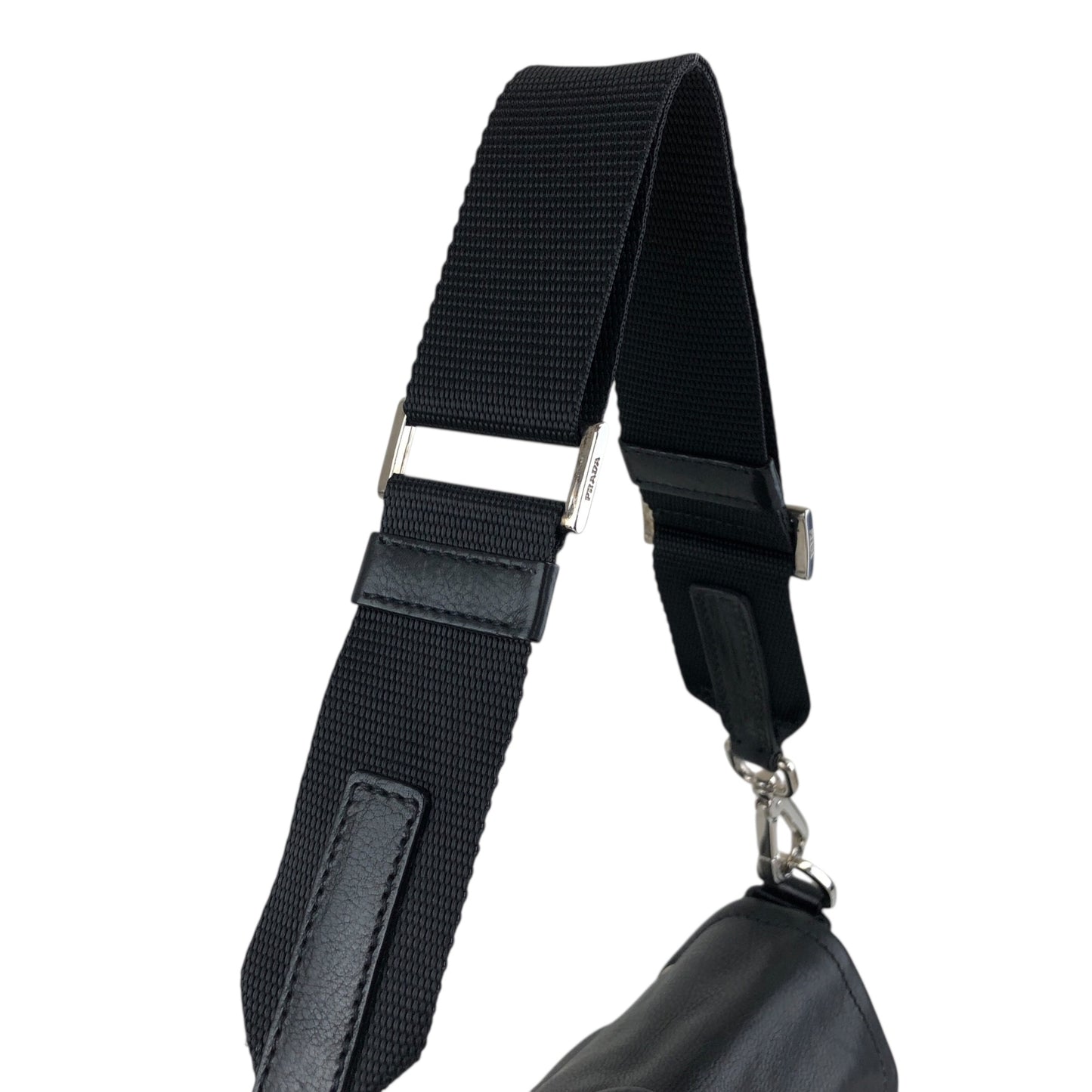 PRADA Triangle Logo Front Buckle  Shoulder bag Black Vintage  wsw3t2