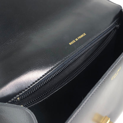 CELINE Logo Top Handle Handbag Black Vintage t8gzij