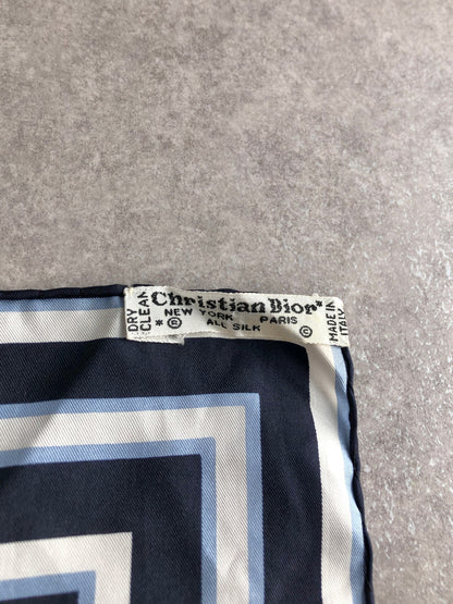 Christian Dior Trotter SILK Scarf Blue Vintage ev6t35