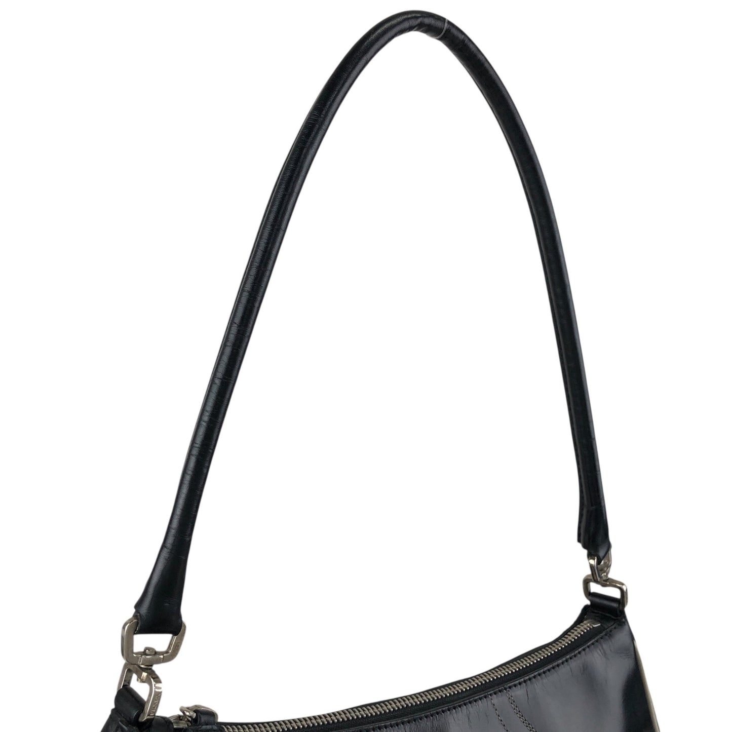 PRADA Stitch Shoulder bag Hobobag Black Vintage tfesrt