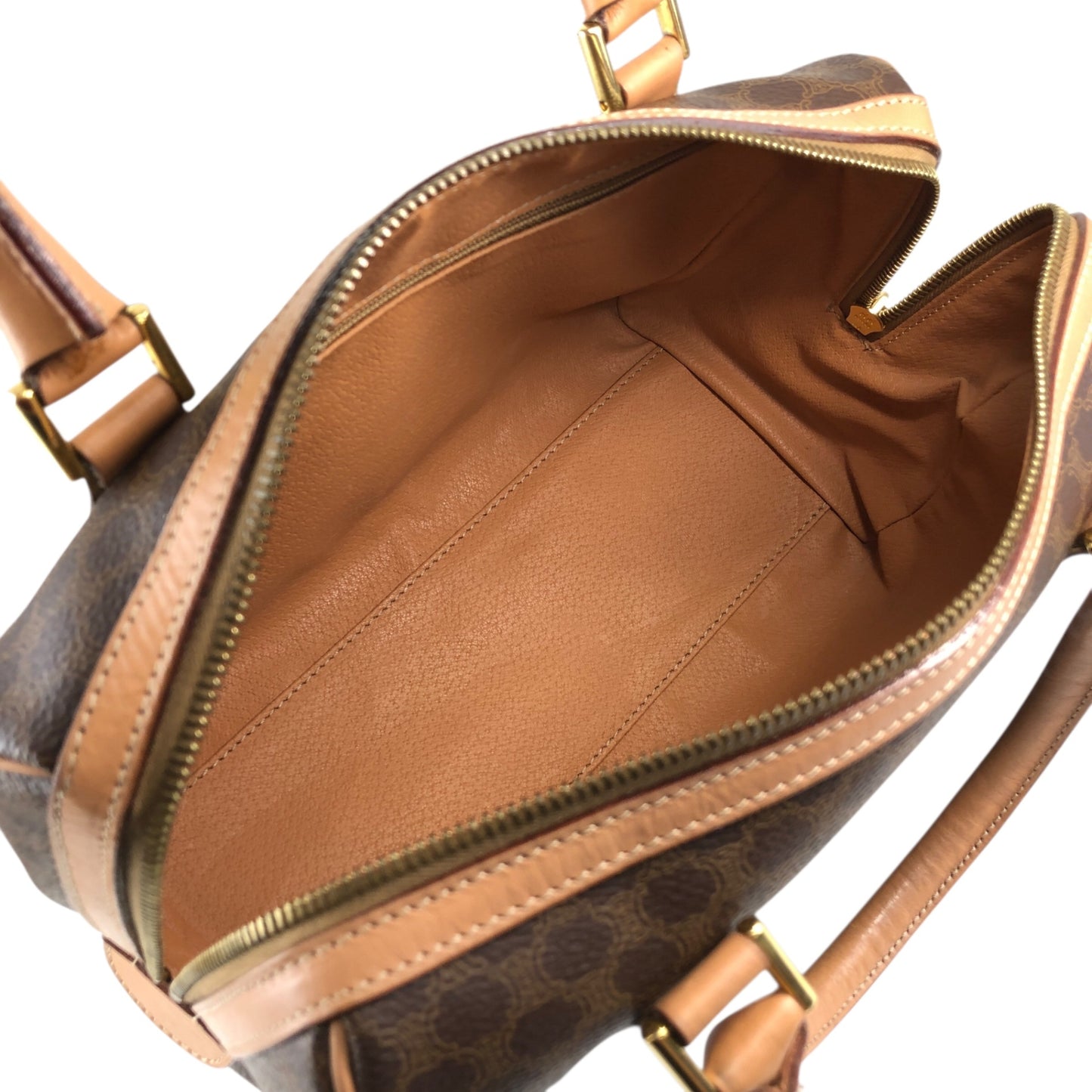 CELINE Macadam Blason Two-way Small Boston bag Shoulder bag Brown Vintage bxb7p7